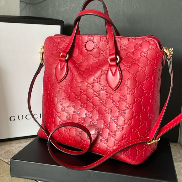 Authentic Gucci Red Leather Tote/ Shoulder Bag. - Picture 16 of 16